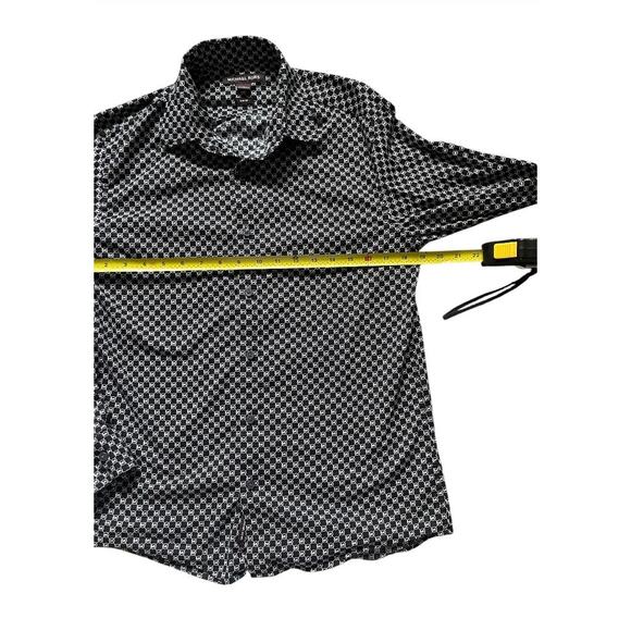 Michael Kors Mens/Teen AOP Logo Print Button Down Shirt Slim Fit Medium Classic - Picture 4 of 5